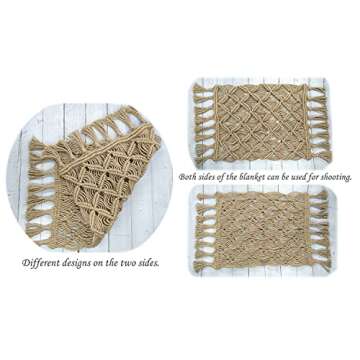 Honra Newborn Photo Props for Photography Baby Photoshoots Rug Posing Macrame Blanket (Brown A)
