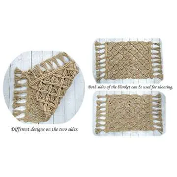 Honra Newborn Photo Props for Photography Baby Photoshoots Rug Posing Macrame Blanket (Brown A)