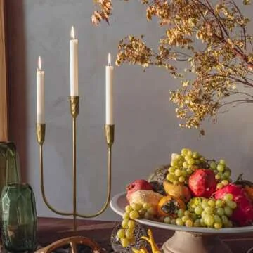 3-Candle Cast Iron Metal Candelabra Candlestick Holders 15 inch Tall Candle Holder Wedding Event Candelabra Candle Stand Brass Gold