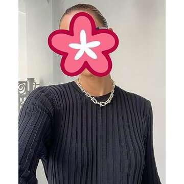 Fernvia Bodycon Knit Dress for Women Long Sleeve Crew Neck Ribbed Solid Fall Long Maxi Going Out Dress (A-Black, S)