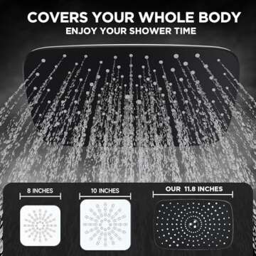Veken 11.8 Inch Rain Shower Head with 6 Modes Handheld Water Spray,Wide Showerhead Combo with Extens...