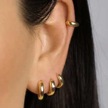 Gokeey 14k Hypoallergenic Chunky Gold Hoop Earrings