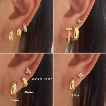 Gokeey 14k Hypoallergenic Chunky Gold Hoop Earrings