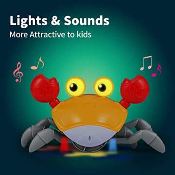 Tiyol Crawling Baby Crab Toy, Tummy Time Baby Toys, Sensing Interactive Walking Dancing with Music S...