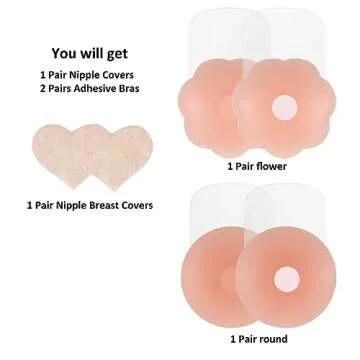 IssTry Nipple Covers Lift, Strapless Sticky Push up Reusable Silicone Tape Bra, Invisible Adhesive Bras for Women & Girls Pink