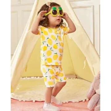 Soft Bamboo Viscose Kids Pajamas Set for Girls 5-6T