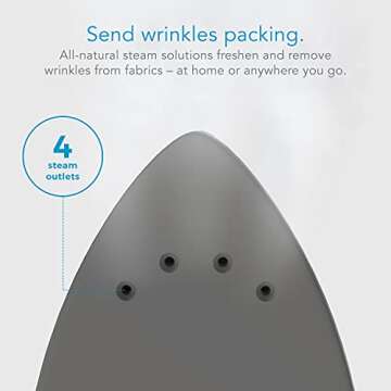 Steamfast SF-710 Mini Steam Iron, Non-Stick Sole Plate, Foldable Handle, 45 Second Heat Up Time, Cord Storage, White