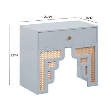 Tov Furniture Suzie Pastel Blue & Rattan Nightstand