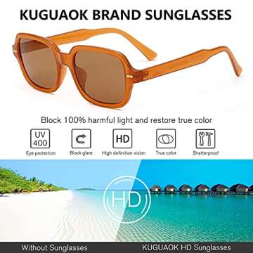 KUGUAOK Fashion Sunglasses for Women Outdoor Travel Irregular Square Sun Glasses 100% UV Protection