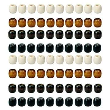 400Pcs Large Hole Barrel Wood Beads, BetterJonny 12x11mm 4 Colors Natural Wooden Spacer Beads Bulk for Macrame Rosary Bracelet Jewelry Craft Making