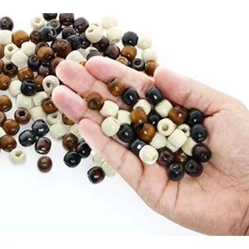 400Pcs Large Hole Barrel Wood Beads, BetterJonny 12x11mm 4 Colors Natural Wooden Spacer Beads Bulk for Macrame Rosary Bracelet Jewelry Craft Making