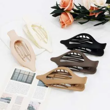 Tihebax Flat Hair Clips for Women - 5Pcs Large Alligator Barrettes and French Claw Clips for Thick or Thin Hair