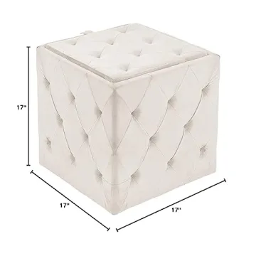 Inspire Me Genevieve Ottoman with Faux Marble Tray
