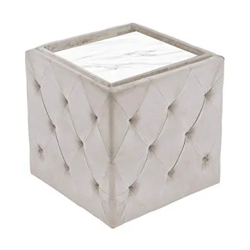 Inspire Me Genevieve Ottoman with Faux Marble Tray