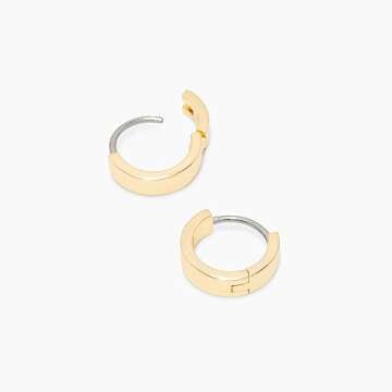 gorjana Women's Rose Huggies, Minimalist Flat Cuff Huggie Hoop Earrings, Stainless Steel Post, 18k G...