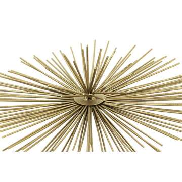 Deco 79 Metal Starburst 3D Short Spike Wall Decor, Set of 3 6", 9", 12"W, Gold