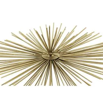 Deco 79 Metal Starburst 3D Short Spike Wall Decor, Set of 3 6", 9", 12"W, Gold
