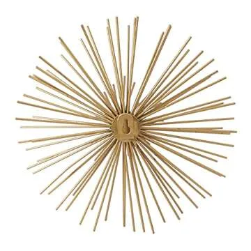 Deco 79 Metal Starburst 3D Short Spike Wall Decor, Set of 3 6", 9", 12"W, Gold