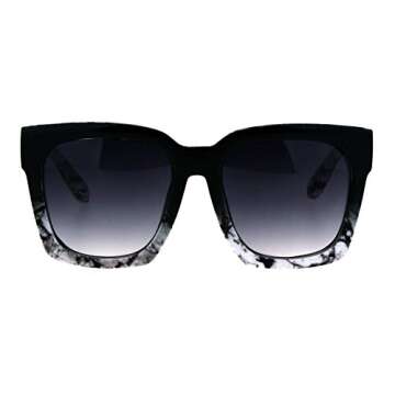 Womens Oversize Horned Rim Sunglasses with Marble Finish