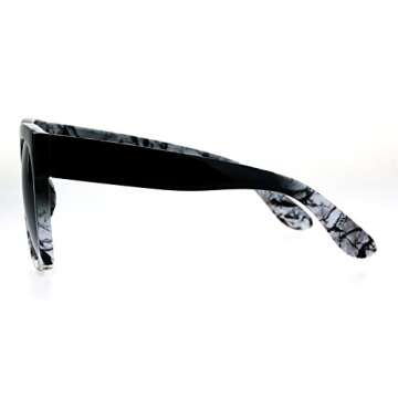 Womens Oversize Horned Rim Sunglasses with Marble Finish