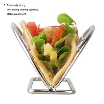 Taco Holders Stand Stainless Steel Taco Rack Tray Stand Up Holder Kitchen Set for Tortillas, Burritos, Parties & Restaurants (Taco Holder)