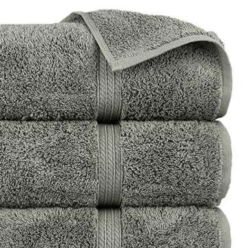Premium Turkish Cotton 4-Piece Bath Towels for Bathroom, Gray