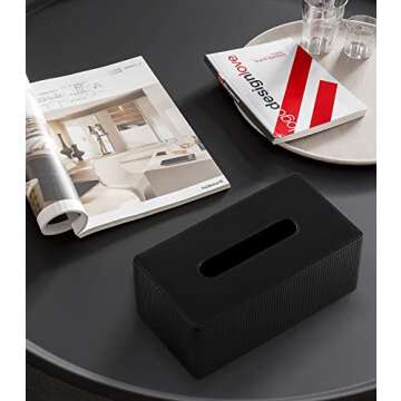 Cretkhp PU Leather Tissue Box Cover with Magnetic Closure, Modern Rectangular Tissue Box Holder Deco...