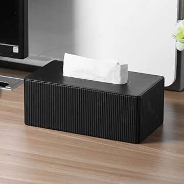 Cretkhp PU Leather Tissue Box Cover with Magnetic Closure, Modern Rectangular Tissue Box Holder Decorative Organizer for Bathroom Vanity Countertop, Night Stands Bedroom Office Desk