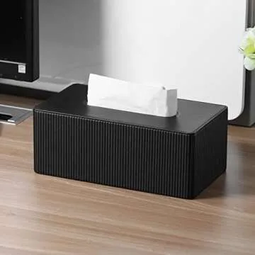 Cretkhp PU Leather Tissue Box Cover with Magnetic Closure, Modern Rectangular Tissue Box Holder Decorative Organizer for Bathroom Vanity Countertop, Night Stands Bedroom Office Desk