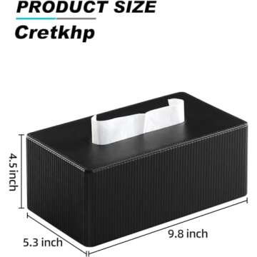 Cretkhp PU Leather Tissue Box Cover with Magnetic Closure, Modern Rectangular Tissue Box Holder Decorative Organizer for Bathroom Vanity Countertop, Night Stands Bedroom Office Desk