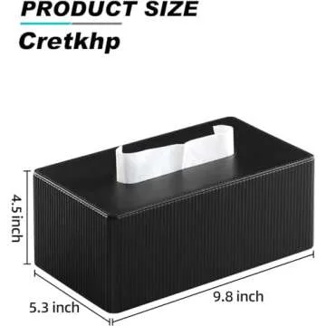 Cretkhp PU Leather Tissue Box Cover with Magnetic Closure, Modern Rectangular Tissue Box Holder Decorative Organizer for Bathroom Vanity Countertop, Night Stands Bedroom Office Desk