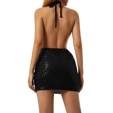 Wedcur Sexy Bodycon Dress for Women Party Club Night Black Dresses Hollow Out Rhinestone Short Dress (Black 1, Large)