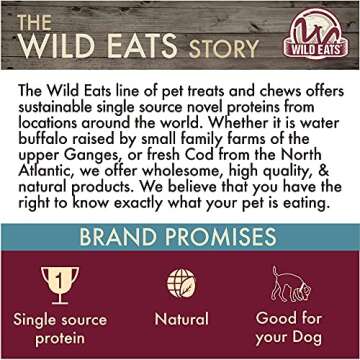 Wild Eats Water Buffalo Retriever Style Cheek Roll Dog Chews-5 Pack (Long Lasting Chews, Treats, Bones for Aggressive Chewers & Large Dogs) Great Substitute Pig Ears Dogs