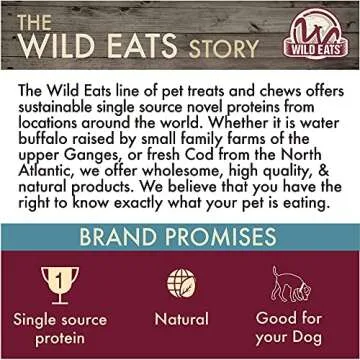 Wild Eats Water Buffalo Retriever Style Cheek Roll Dog Chews-5 Pack (Long Lasting Chews, Treats, Bones for Aggressive Chewers & Large Dogs) Great Substitute Pig Ears Dogs