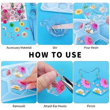 RESIN GO 54 Pcs Epoxy Resin Jewelry Molds for Beginners, Moldes De Silicona para Resina for Earrings Pendants Necklaces Keychains Making, Variety Silicone Casting Mould with Hole for Boho Art Crafts