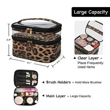imerelez Double-layer Cosmetic Bag Makeup Bag Travel Makeup Bag Makeup Bags for Women Cosmetics Case...
