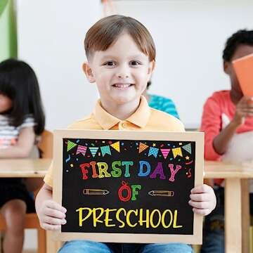 PETCEE First Day of School Sign for Kids - Durable & Reusable