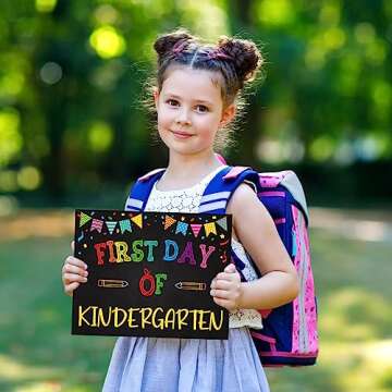 PETCEE First Day of School Sign for Kids - Durable & Reusable