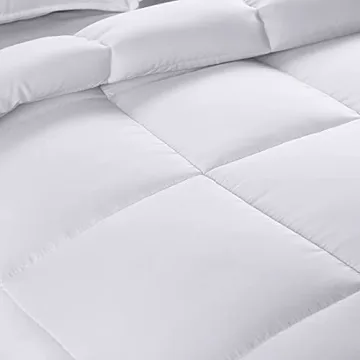 Utopia Bedding Comforters Queen Size, All Season Duvet Insert, Down Alternative Box Stitched Bed Comforter with Corner Tabs, Machine Washable (White)