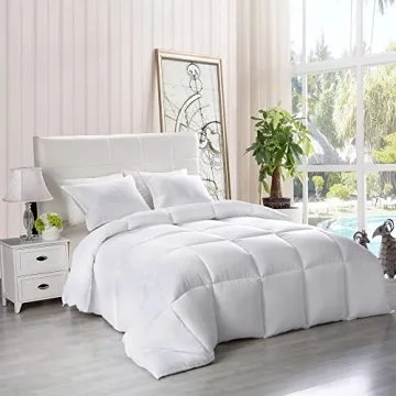 Utopia Bedding Comforters Queen Size, All Season Duvet Insert, Down Alternative Box Stitched Bed Comforter with Corner Tabs, Machine Washable (White)