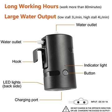 B. TAWD Portable Camping Shower,USB Charging, Built-in 4400mAh,Outdoor Camping Shower Pump+Camping 20L Folding Bucket, self-Priming Pump Draws Water to The showerhead for Camping,Hiking, Beach,Travel
