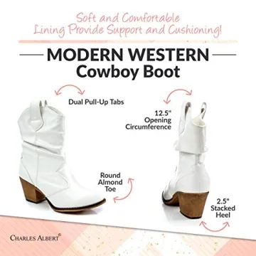 Stylish Charles Albert Cowboy Boots for Women in White