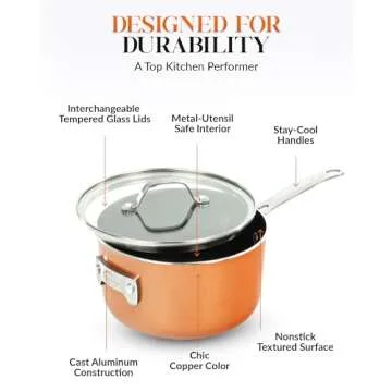 Gotham Steel Stackable Cookware Set 10 Piece Nonstick