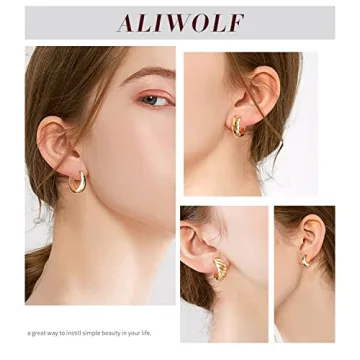 Stylish Gold Hoop Earrings Set for Women - 6 Pairs Hypoallergenic