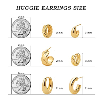 Stylish Gold Hoop Earrings Set for Women - 6 Pairs Hypoallergenic