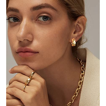 Stylish Gold Hoop Earrings Set for Women - 6 Pairs Hypoallergenic