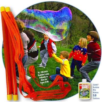 BUBBLE THING Giant Bubble Wands and Giant Bubble Mix Powder for 3 Gallons of Fun