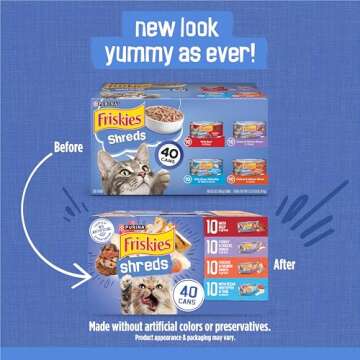 Purina Friskies Wet Cat Food Variety Pack, Shreds With Beef, Turkey and Cheese Dinner, Chicken and S...