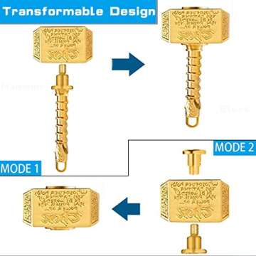 Cool Hammer Fidget Spinners Chain Metal,Rainbow Fidget Spinner for Kids Adults, Spiners Finger Rings, Fidgets Infinity Cube Blocks Party Favors Stress Toy Goody Bag Fillers Stocking Stuffers Gift
