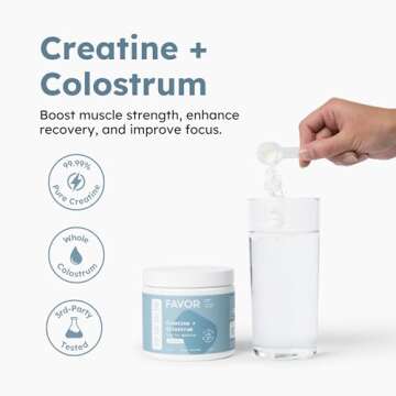 Favor Creatine and Bovine Colostrum Powder - Creatine Monohydrate Cow Colostrum Supplement, High Imm...